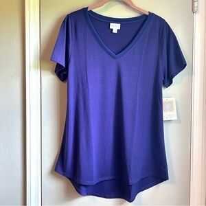 New LuLaRoe Solid Purple Women’s Christy PolyesterV-neck Loose Fit Tee